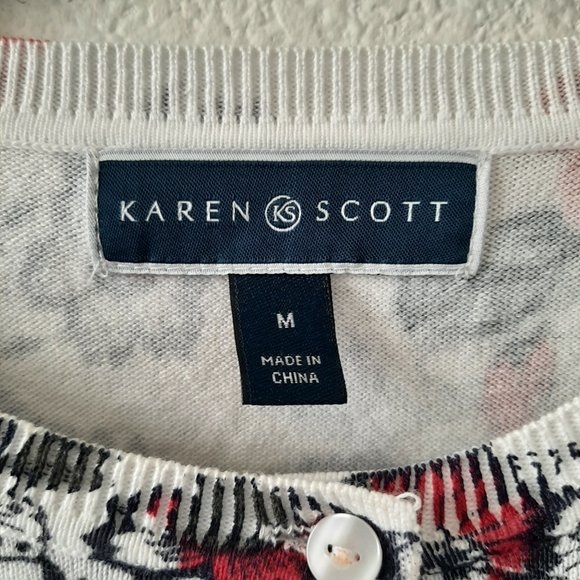Karen Scott M cotton stretch knit button front cardigan. - Picture 3 of 7